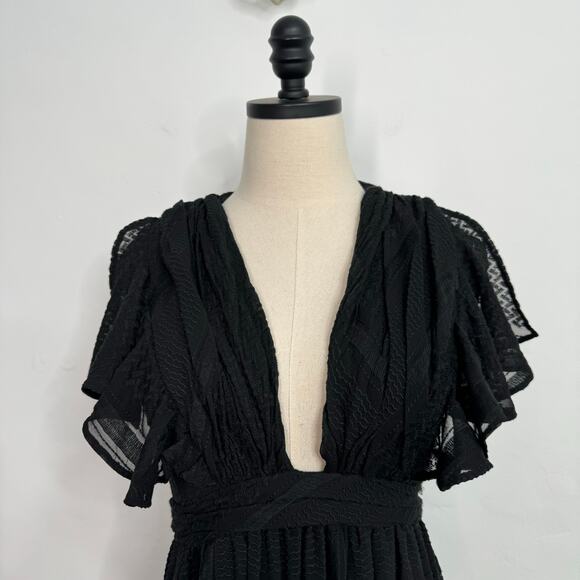 The Jetset Diaries Casablanca Maxi Dress Black Embroidered Boho Beach Size M - Picture 3 of 15